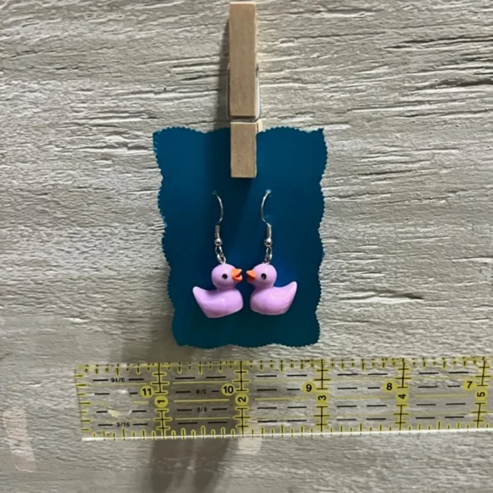 New Purple Resin Rubber Duck Earrings